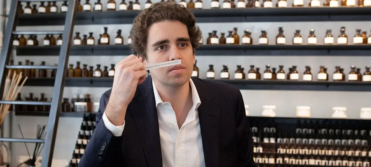 Master perfumer Julien Dubois working in his lab.